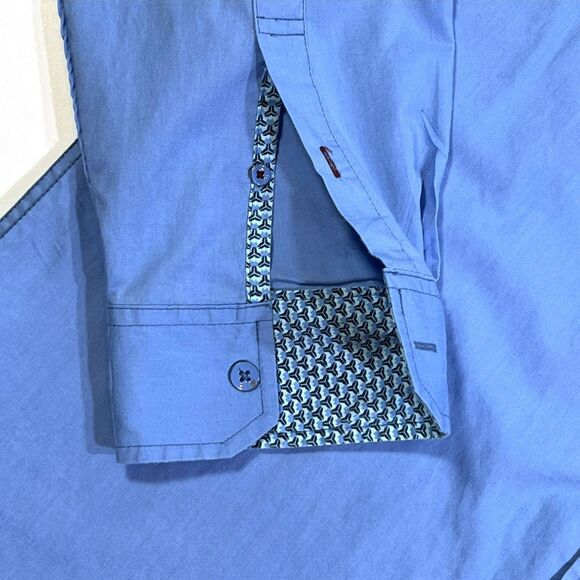 Drill Blue Roll Tab Sleeve Button-Up Shirt XL - Picture 3 of 9